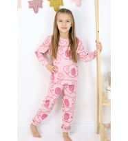 Kız Çocuk Orta Kalınlıkta Basic Baskılı Pijama Takımı (Pembe)