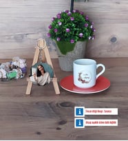 Doğum Günü Hediyesi İsme Özel Türk Kahvesi Fincanı Ahşap Altlıklı ve Fotoğraflı Ahşap Anahtarlık Hediye (Model 8)