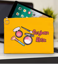 BK Gift Kişiye Özel İsimli-1 Tablet Çantası 30x21cm(12 Renk Seçeneği), Ipad Çantası, Baskılı Tablet Kılıfı (Sarı)