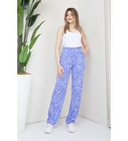Kadın Palmiye Desenli Viskon Spor Pantolon (Lila)