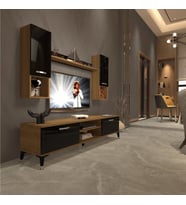 Decoraktiv Eko 5DA Mdf Dvd Silver Tv Ünitesi Tv Sehpası - Parlak Beyaz (Pera - Siyah)