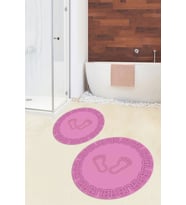 EVDEYA Dijital Yıkanabilir Çerçeveli Ayak İzi Desen İkili Yuvarlak Banyo Klozet Takımı, YKLOZET-18-BEYAZ, (Pembe)