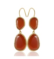 Kadir Jewellery 22 Ayar Altın Kaplama Kadın Sallantılı Küpe -El İşçiliği Ve Hipoalerjenik Küpe (Kırmızı)