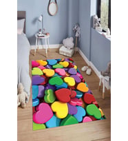 Dijital Baskılı Kaymaz Taban Yıkanabilir Kolay Temizlenir Modern Çocuk Odası Halısı NDÇ-HT-1157 (Çok Renkli)