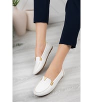 Khayt Flora Casual Günlük Kadın Babet Ayakkabı (Beyaz)