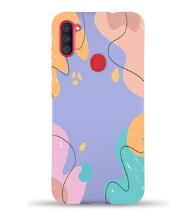 PrintiFy Samsung Galaxy A11 Uyumlu Lansman Kılıf Karışık Renkler Tasarımlı İçi Kadife Kapak (Lila)