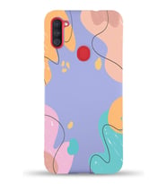 PrintiFy Samsung Galaxy A11 Uyumlu Lansman Kılıf Karışık Renkler Tasarımlı İçi Kadife Kapak (Lila)