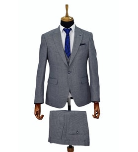 Erkek Regular Fit Yelekli Çift Yırtmaçlı Takım Elbise BGL-ST03824 (Mavi)