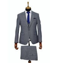 Erkek Regular Fit Yelekli Çift Yırtmaçlı Takım Elbise BGL-ST03824 (Mavi)