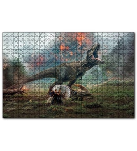Cakapuzzle Jurassic World Kayıp Krallık T-Rex ve Yanardağ  Puzzle Yapboz MDF (Ahşap) (500 Parça)