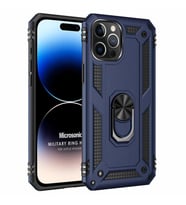 Microsonic Apple iPhone 15 Ultra Kılıf Military Ring Holder Siyah (Lacivert)
