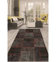 Dijital Kaymaz Taban Yıkanabilir Modern Renkli Salon Halısı Mutfak Halısı Yolluk ND-HT-918 (Bordo)