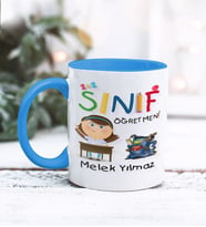 Sınıf Öğretmeni Tasarımlı Kişiye Özel Kupa Bardak (Mavi)