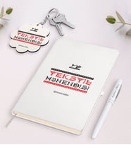 BK Gift Kişiye Özel Tekstil Mühendisi Siyah Defter Kalem Ve Anahtarlık Hediye Seti-4 (Model 2)