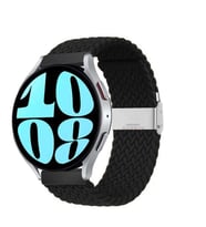 Sneezy Samsung Galaxy Watch 5 40-44mm İle Uyumlu 20mm Metal Klips Solo Fiberlink Örgü Kordon (Siyah)