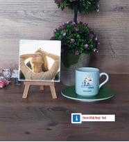 İnsan Kaynakları Uzmanı Fotoğraflı Dekoratif Taş, Ahşap Altlıklı Türk Kahvesi Fincanı Hediye (Model 9)