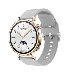 Sneezy Huawei Watch GT4 41mm İle Uyumlu 18mm PureLux Soft Tokalı Silikon Kordon (Gri)