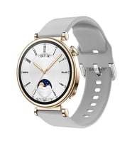 Sneezy Huawei Watch GT4 41mm İle Uyumlu 18mm PureLux Soft Tokalı Silikon Kordon (Gri)