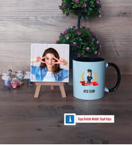 Kadın Polis Fotoğraflı Dekoratif Taş, Kupa Bardak Beyaz Hediye (Model 11)