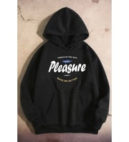 Pleasure Baskılı Oversize Sweatshirt (Siyah)