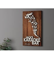 BK Gift Kişiye Özel Kabartma Tasarımlı Ahşap Karaoke Bar Tabelası 61cm, Home Bar Tabela, Rustik Ev Dekorasyonu, Duvar Dekoru (Model 5)