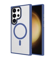 Galaxy S24 Ultra Kılıf Sert PC Arka Yüzey Wireless Şarj Özellikli Flet Magsafe Kılıf (Lacivert)