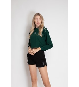 Suvlan Kadın Kırpma Üst Sweatshirt (Yeşil)