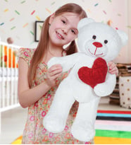 50 cm Kalpli Peluş  Sevimli Ayıcık (Beyaz)