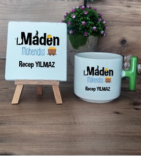 Maden Mühendisi Hediye Seti Kupa Bardak T Kulplu ve Dekoratif Taş Mühendisler Günü Hediyesi (Model 8)