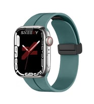 Apple Watch 42mm 44mm 45mm Seri 1 2 3 4 5 6 7 8 Se Uyumlu Coastal Manyetik Tokalı Silikon Kordon (Haki)