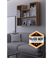 Duvar Rafı Salon Banyo Balkon Mutfak Kitaplık Çok Amaçlı Raf Gri MDF (Ceviz)