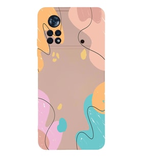PrintiFy Xiaomi Poco X4 Pro Uyumlu Lansman Kılıf Karışık Renkler Tasarımlı İçi Kadife Kapak (Pudra)