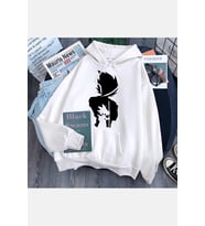 Goku Gölge Kapşonlu Sweatshirt (Beyaz)