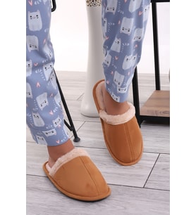 U050 Unisex Kışlık Ev İçi Terliği Kürklü Yünlü Kışlık Terlik (Hardal)