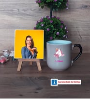 Unicorn Fotoğraflı Dekoratif Taş, Kupa Bardak Beyaz Hediye (Model 10)