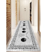 Dijital Baskılı Kaymaz Taban Yıkanabilir Modern Yolluk Ve Koridor Halısı NDU-SD-1067 (Gri)