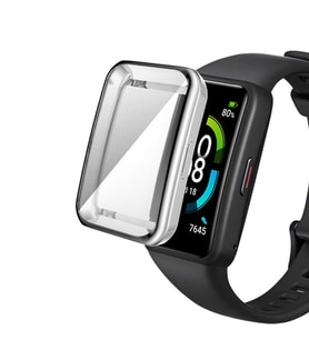 Huawei Band 7 Silikon Parlak Renkli Ekran Koruyuculu Kasa Koruyucu 02 (Gri)