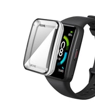 Huawei Band 7 Silikon Parlak Renkli Ekran Koruyuculu Kasa Koruyucu 02 (Gri)