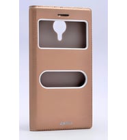 General Mobile 5 Plus Kılıf Dolce Kapaklı Kılıf (Gold)