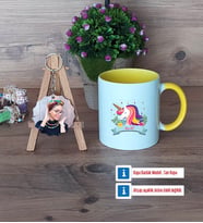 Unicorn Kupa Bardak Beyaz ve Fotoğraflı Ahşap Anahtarlık Hediye (Model 7)