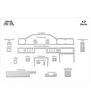 Meriç® Volvo S90 / V90 Ön Torpido Kaplama Maun 17 Parça 1996-1998 (Alüminyum)