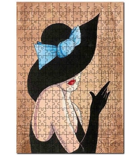 Cakapuzzle London Zeminde Mavi Fiyonklu Şapkalı Kadın  Puzzle Yapboz MDF (Ahşap) (1000 Parça)