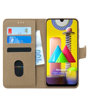 Samsung Galaxy M31 Kılıf Fabric Book Wallet (Gold)