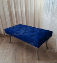 Kapitoneli Ayak Ucu Kapı Önü Antre Bench Puf GümüşAyak (120*45) (Lacivert)