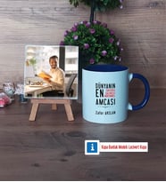 Amcaya Hediye Fotoğraflı Dekoratif Taş, Kupa Bardak Beyaz Hediye (Model 3)