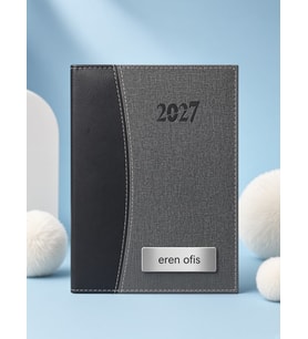 Yeni Yıl 2027 Yılı Termo Deri ve Kumaş Desen Lüx Parçalı Model Günlük Ajanda Kişiye Özel Isimli