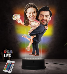 Doğum Günü Hediyesi,Sevgiliye Hediye, Kişiye Özel Fotoğraflı Mükemmel Çift Karikatür 3D Led Lamba (RGB)