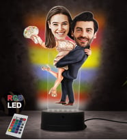 Doğum Günü Hediyesi,Sevgiliye Hediye, Kişiye Özel Fotoğraflı Mükemmel Çift Karikatür 3D Led Lamba (RGB)