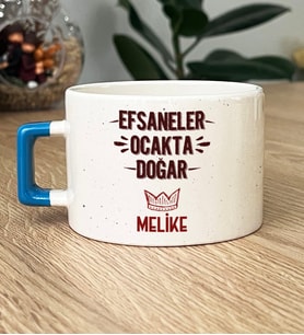 Kişiye Özel Efsaneler Ocakta Doğar Hediye Lüks Fincan Doğum Günü Hediyesi (Mavi)
