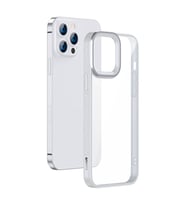 Baseus Crystal iPhone 13 Pro 6.1 Kılıf Jel Çerçeve Zırhlı Silikon Kılıf (Gümüş)